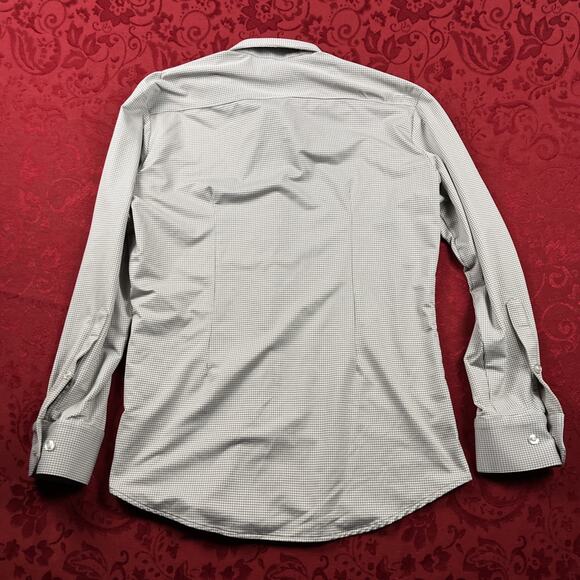 Mizzen Main Performance Shirt Mens M Green Check Trim Fit Maylard Button Lng Slv - Picture 7 of 9